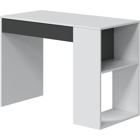 Bureau avec 1 tiroir coloris blanc artic / gris anthracite - Hauteur 73 x Largeur 101 x Profondeur 50 cm -PEGANE-
