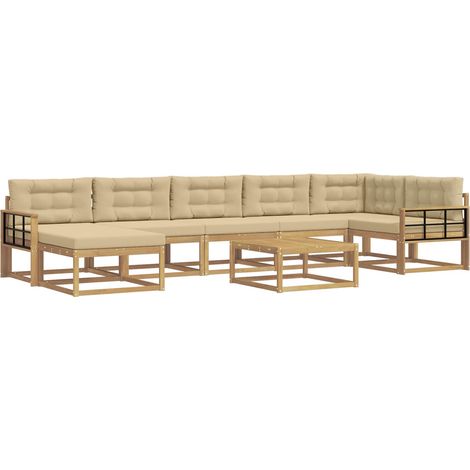 Outdoor Sofa Set 8 pcs White and Beige vidaXL (1/5)