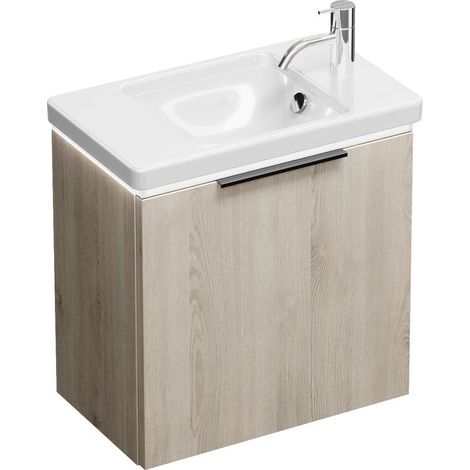 Vasque en céramique Burg Eqio + meuble sous-vasque en chêne, décor flanelle/blanc alpin GR0200