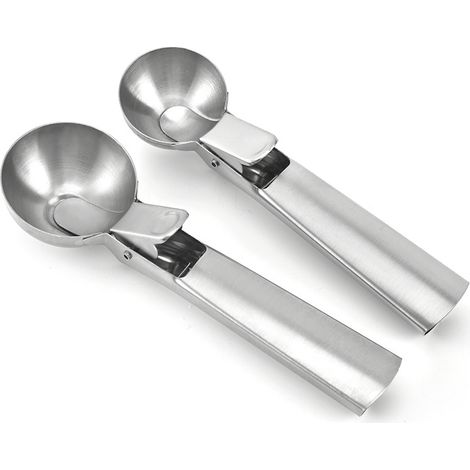 Cuchara para helado multifunción de acero inoxidable para helado y fruta (juego de dos piezas (caja de color grande + pequeña)) (1/5)