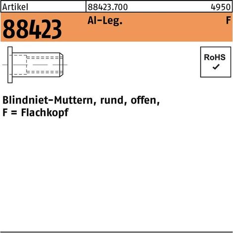 Écrou à sertir en aveugle R 88423 FLAKO M4 /2,5 -4,5 aluminium 500 pièces