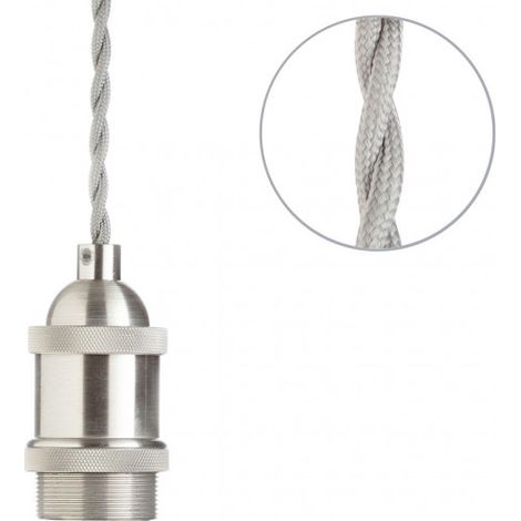 Litecraft Ceiling Pendant Braided Cable 1 Light E27 Fitting - Satin Nickel (1/5)
