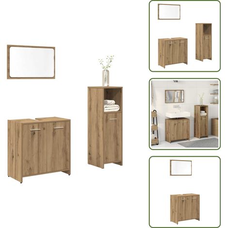 3-tlg. Badmöbel-Set Artisan-Eiche Holzwerkstoff - Badmöbel Set - Badmöbel Sets - Badmöbelset - Badmöbel (1/5)