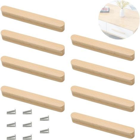 Lntyq 8 Pcs Poignée de Meuble en Bois - Boutons de Portes pour Placards, Armoires, Tiroirs, Salles de Bain, Bureaux, Cuisines, Meubles (1/5)
