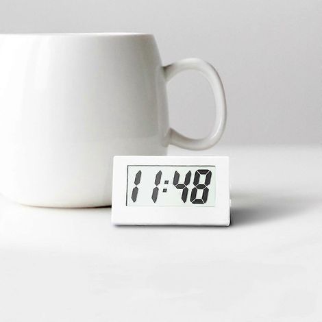 Shxx Mini-Autouhr, Armaturenbrettuhr für Pkw und Lkw, elektronische Digitaluhr mit selbstklebender Halterung, A906-1489-White (1/3)
