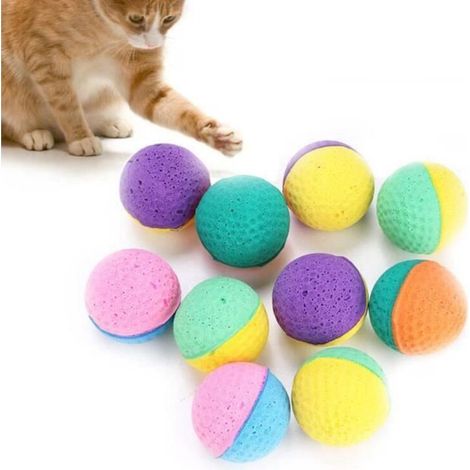10pcs chat balles en latex jouets, chat chaton coloré pour animaux de compagnie à gratter jouet de jeu s\'amuser exerciseur (1/4)