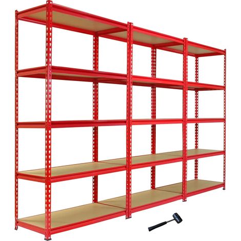 3 x Z-Rax Metal Racking Unit Red 90cm & Free Mallet