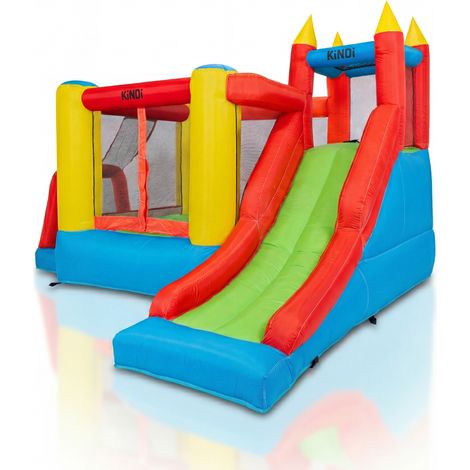 KiNDi DPZ009 Terrain de jeu gonflable avec toboggan 320x270x210 cm PVC, ventilateur 450W, pour 3 enfants, multicolore (1/5)