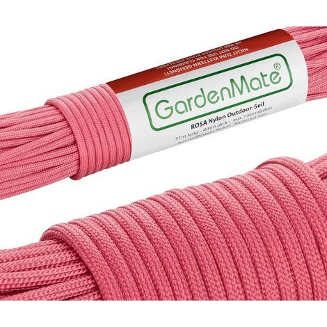 Nylon Rope, Paracord 550 Strong 31m x 4mm, Outdoor Rope for Gardening and Camping, Pink (1/5)