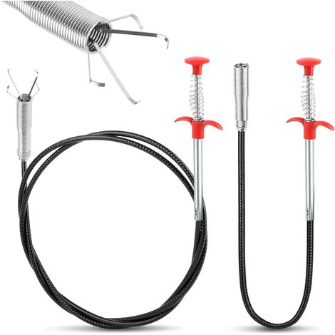 2 Piezas Desatascador Tuberias Profesional, 90 cm/200 cm Desatascador de Desagües, Alambre Desatascador Tuberias, Pinza Telescópica Flexible, Garra Flexible para baño de Cocina (1/3)