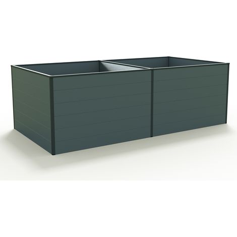 GFP Hochbeet Kräuter-Gemüse-Beet KINGSIZE DANIELA Aluminium - 235 x 119 x 77 cm - Anthrazit - formstabil und witterungsbeständig mit Aluminium-Hohlkammerprofilen