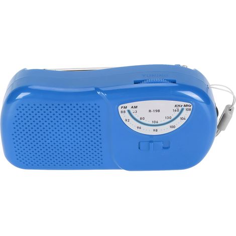 Radio AM/FM professionnelle haute sensibilité avec haut-parleur intégré et son clair, mini radio de poche vintage pour les voyages et la maison (bleu). (1/5)