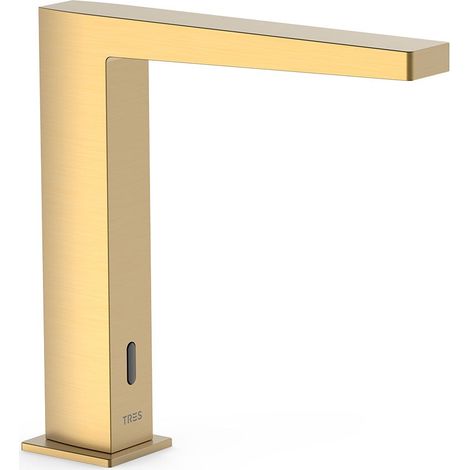 TRES 20261310OM SLIM Grifo Electrónico De 1 Agua para Lavabo Color Oro Mate 24K - ref: 20261310OM