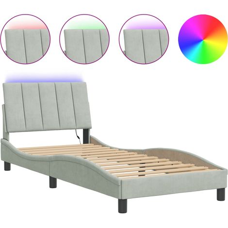 Maison Exclusive - Giroletto con LED senza Materasso Hanko Grigio Chiaro 80x200 cm in Velluto