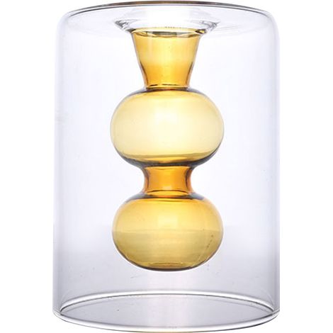 Vase Hydroponic - Propagation Plantes Aromathérapie en Verre, Style 1 Jaune, 8x10.5cm, Unique Design (1/5)