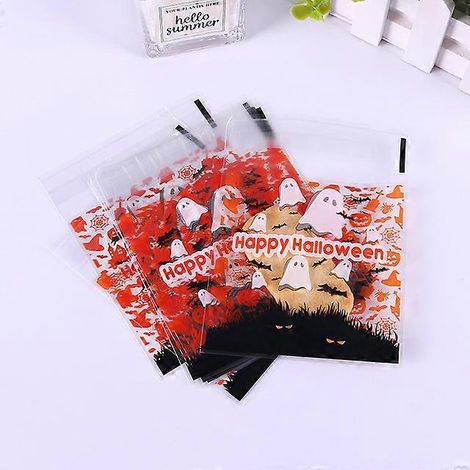 Cadeaux pour Halloween- 5 30pc Gift Bags OPP Biscuit Candy Packaging Bag Ghost Festival Party Gift Snack Ziplock Bag Happy Helloween Party Decor (1/5)