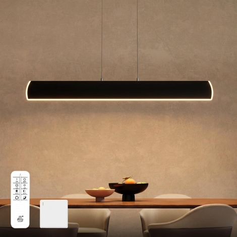 Mai & Mai Lampadario Sospensione 20W, 100 CM, Metallo Base, Lunghezza Filo 150 CM, Altezza regolabile, Lampada da Soffitto a Sospensione per Camera da Letto, Cucina e Soggiorno, Nero Opaco, Alivetta (1/5)
