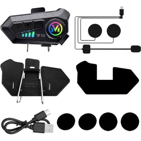 Auriculares con intercomunicador para motocicleta Auriculares Bluetooth Asistente de voz Soporte Cancelación de ruido dual Llamadas de alta definición Escuche música y navegue al mismo tiempo