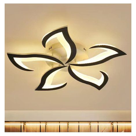 Plafonnier LED moderne, 65 W, trois couleurs, 5 têtes, noir, pour salon, chambre, salle à manger et cuisine (1/5)