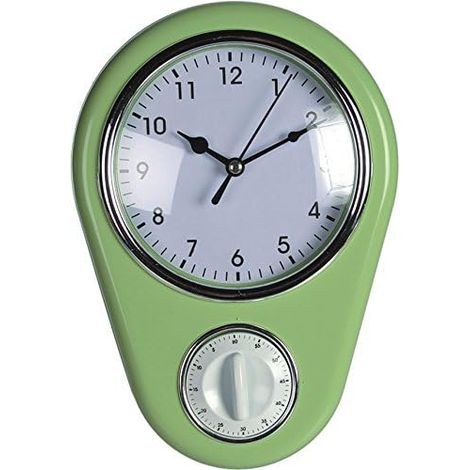 Horloge murale design rétro des années 50 «Kitchen» avec minuteur, vert (1/5)