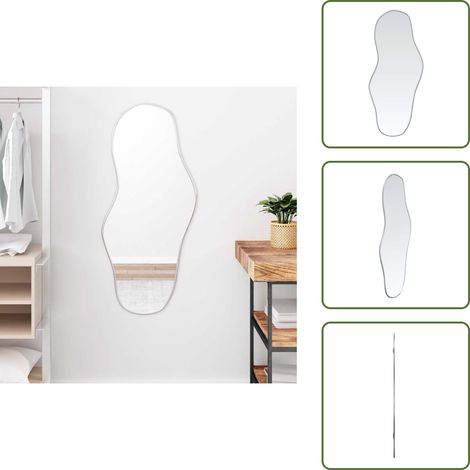 The Living Store Miroir mural Argenté 100x45 cm - Miroir Mural - Miroir Design - Miroir Argenté - Miroir Salle De Bain - Décoration Murale (1/5)