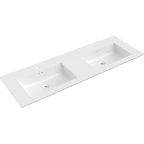 Mexen Otis doppelte Einbauwaschbecken 141 x 46,5 cm, weiß glänzend - 25181400D