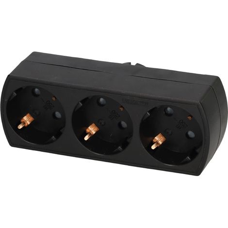 Ladrón de triple salida (3680W máximo) fabricado en polipropileno color negro (1/5)