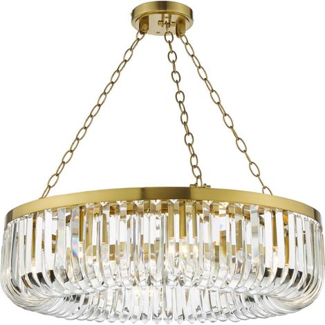 Dar Sigourney Suspension Sigourney à 8 lumières, or satiné et cristal (1/5)