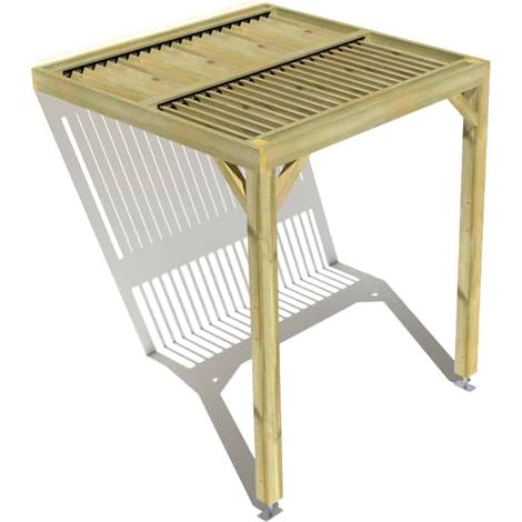 Pergola bois • 2m x 2m • adossée • sens largeur • lames orientables bioclimatiques incluses • livraison comprise (1/3)