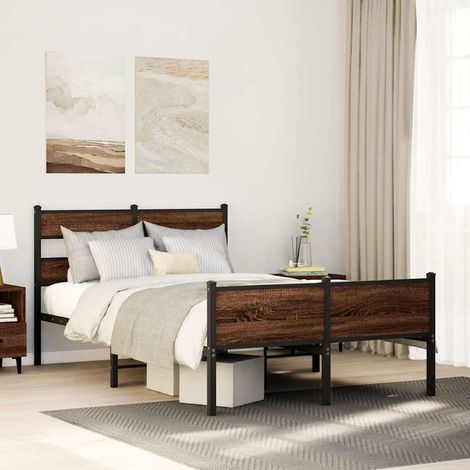 vidaXL Bed Frame without Mattress Brown Oak 120x200 cm Engineered Wood (1/5)