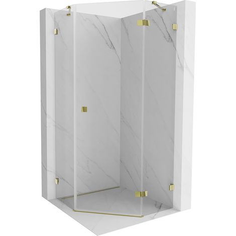 Mexen Lunar fünfseitige, pendelbare Duschkabine rechts 90 x 90 cm, transparent, gold - 831-090P-090L-50-00-P (1/5)