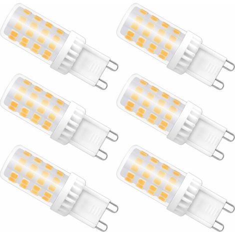 Dimmbare G9-LED-Lampen, 4 W (entspricht 40 W Halogen), 480 lm, warmweiß (3000 K), Standard-G9-Sockel, 360° drehbar, für Deckenbeleuchtung, Küche, 6er-Pack