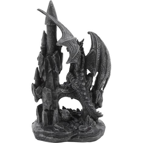 Statue de dragon en résine avec revêtement anti-UV, décoration pour Halloween, château, dragon A, noir (1/5)