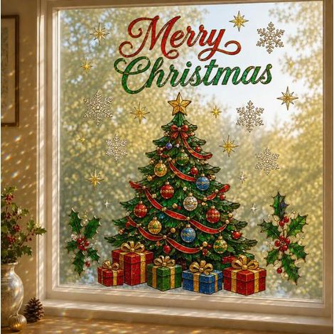 New Creative Large Christmas Window Sticker, Christmas Decoration, Flat Poster, Waterproof Sticker - Christmas Tree - 7070cm