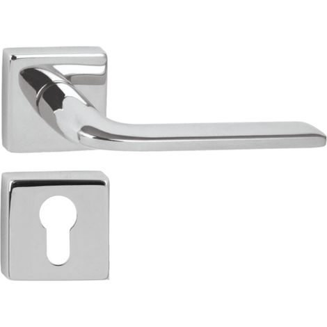 DOMINO Poignée de porte VITTORIA QR M6 PZ Poignée avec plaque PZ pour cylindre profilé Chromé brillant (1/5)
