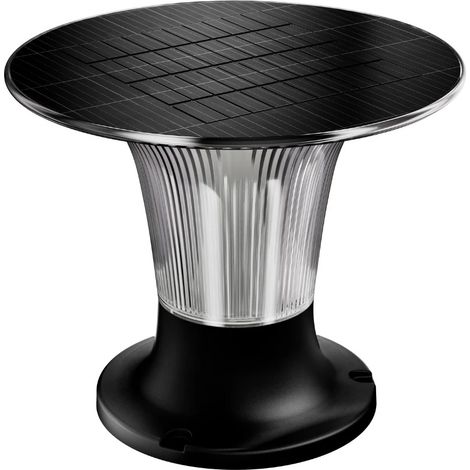 Borne Solaire Extérieur 360º avec détecteur crépusculaire, 10W 900LM CCT IP65 Etanche pour Jardin, Patio, Garage (1/5)