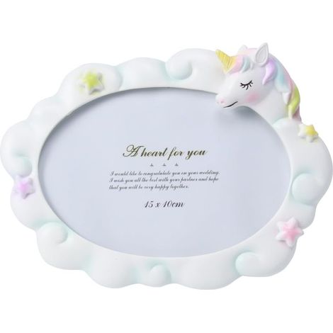 Cadre Photo Décoratif en Résine Blanc Motif Licorne Unique, Design Chic et Romantique, pour Toute Pièce et Présent Anniversaire Original Plusieurs styles (1/5)