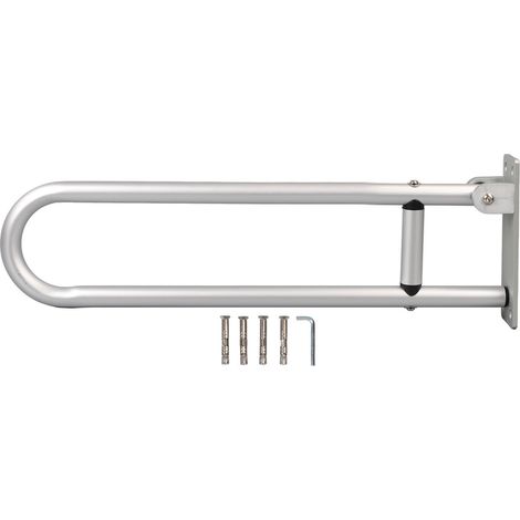 Barre d'appui rabattable en alliage d'aluminium 60 cm, facile à monter, pour toilettes et salle de bain, pliante, modèle 1