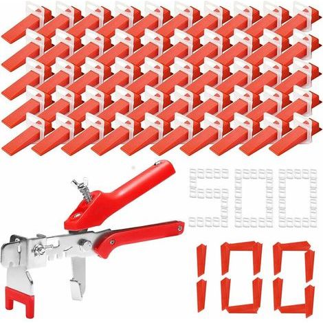 Keyoung – Kit di livellamento per piastrelle da 601 pezzi – 500 morsetti da 2 mm – 100 cunei riutilizzabili – Pinze per piastrelle per installazione a parete e pavimento (1/5)
