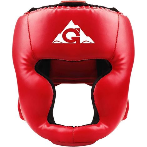 Casque De Boxe Pour Adultes, En Cuir Pu, Idéal Pour L'entraînement Mma (Kickboxing, Muay-Thaï, Sparring, Karaté, Taekwondo), Rouge.