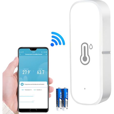 Hygromètre et thermomètre sans fil pour Apple HomeKit, capteur de température et d'humidité avec historique des données, compatible avec Siri pour la commande vocale (1/4)