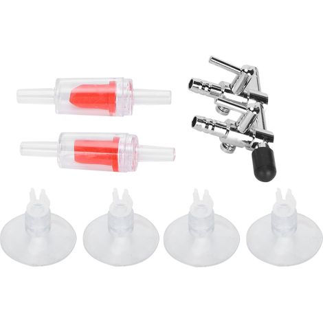 Ensemble de ventouses pour tuyau d'oxygène et clapet anti-retour pour aquarium - Accessoires pour aquarium - 2 voies en acier inoxydable (1/5)