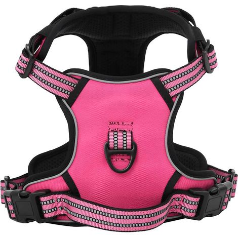 Harnais pour chien avec laisse et collier réglables rose L (1/5)