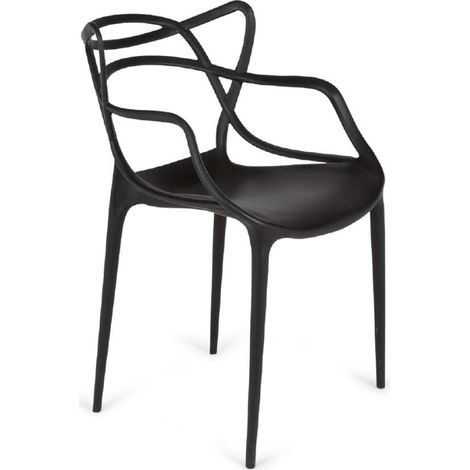 Pack 4 sillas polipropileno Concha en color  negro 51.5 cm(ancho ) 82.5 cm(altura) 57 cm(fondo) (1/2)
