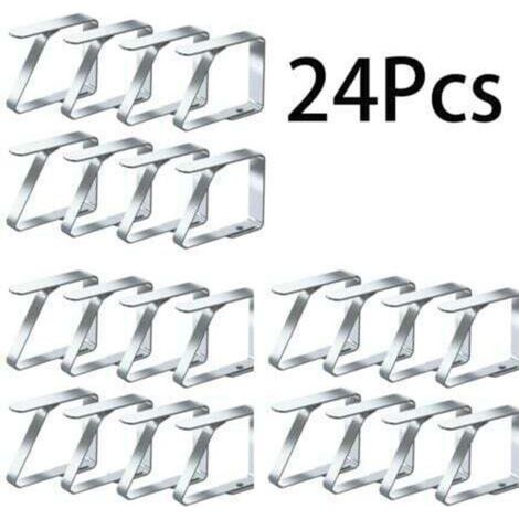 Pince à Nappe Extérieure - 24 Pièces [5x4 cm] - En Acier Inoxydable - pour Jardin, Repas en Extérieur, Mariage - Lot de Pinces à Nappe Universelles Antivol (1/4)