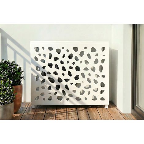 Cache clim & pompe à chaleur ANETO SUNNY aluminium blanc - taille M (1/5)
