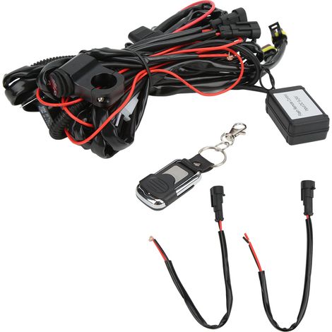 Kit de faisceau électrique LED 12V - Interrupteur marche/arrêt avec télécommande pour phares et spots tout-terrain moto et quad (1/5)