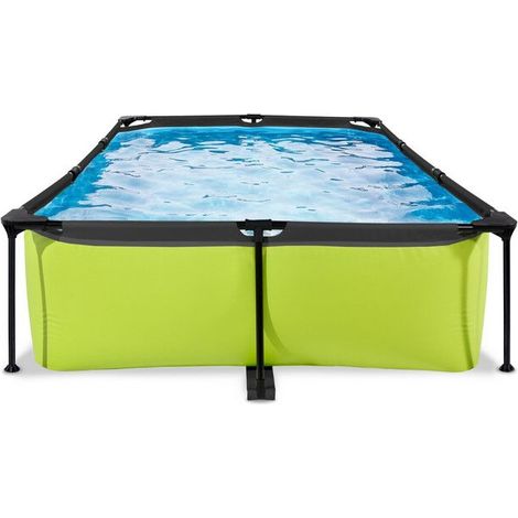 Exit Toys – Piscine hors sol rectangulaire 300x200x65cm – cadre acier thermolaqué – pompe filtrante incluse – couleur vert citron