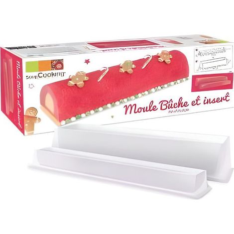 Set moule bûche réutilisable 33 x 11.5 x 6 cm – Insert 31 x 3 x 6 cm – Plastique APET cristal – Pour bûches glacées – Scrapcooking (1/3)