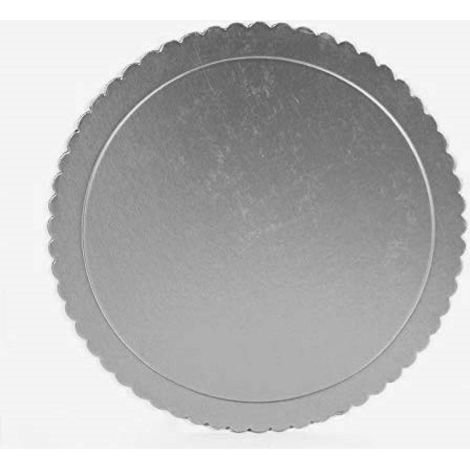 TrAdE Shop Traesio - Vassoio Vassoi Porta Sotto Torta 3pz Piatto 30cm 2mm Argento Tondo Cartone Trasporto -